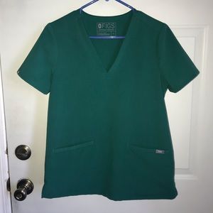 Figs Casma Three Pocket Scrub Top - Hunter Green